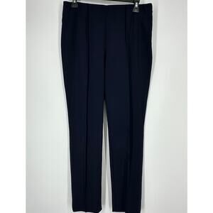 Antonio Melani Navy Seamed Leg Knit Trousers 8 Side Zip Office Sleek Career